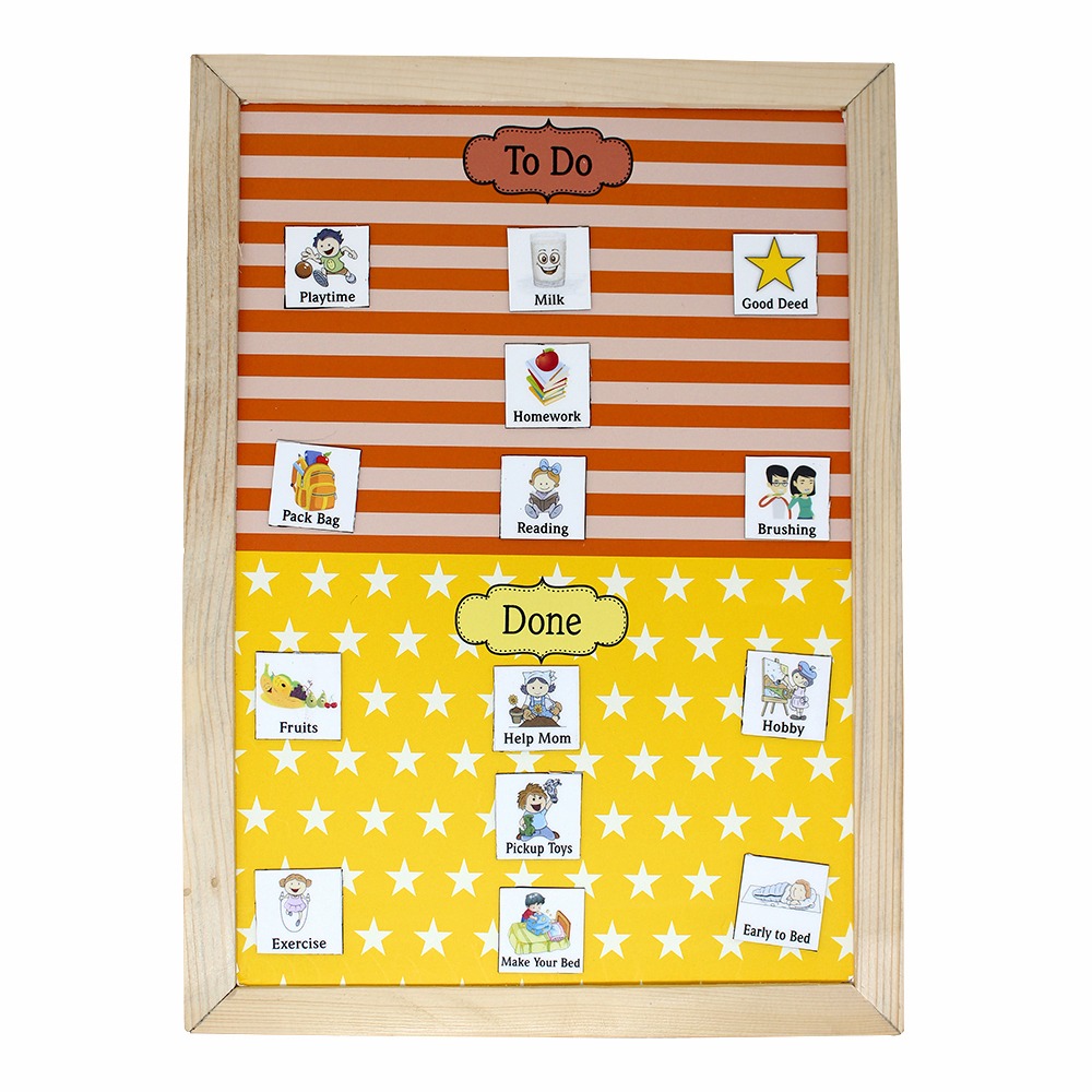 Magnetic Chore Chart – Kids Responsibility and Daily Activity Planner - Orange Yellow Design