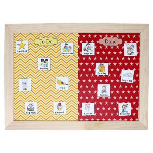 Magnetic Chore Chart – Kids Responsibility and Daily Activity Planner - Red Yellow Design