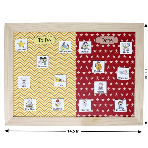 Magnetic Chore Chart – Kids Responsibility and Daily Activity Planner - Red Yellow Design