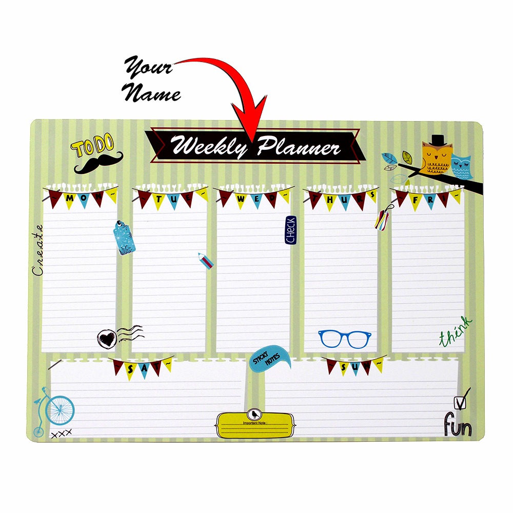 Magnetic Weekly Planner for Kids – Interactive Wall Calendar for Children and Teenagers – Easy-to-Use Reusable and Fun Scheduling Tool - Green Doodle Design