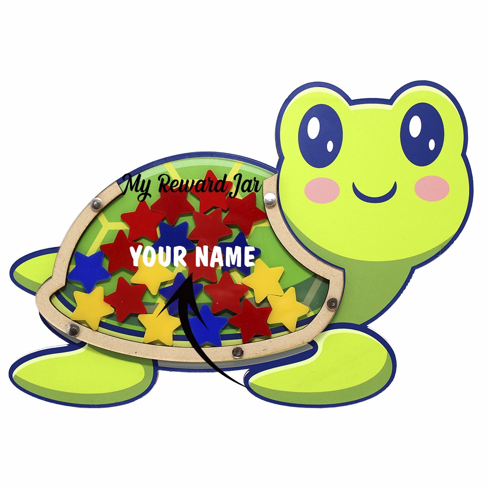 Reward Jar for Kids | Star & Smiley Token System | Reward for Kids Behaviour | Reward Stars for Kids | Daily Chores Tracker | Positive Reinforcement Tool | Turtle Design