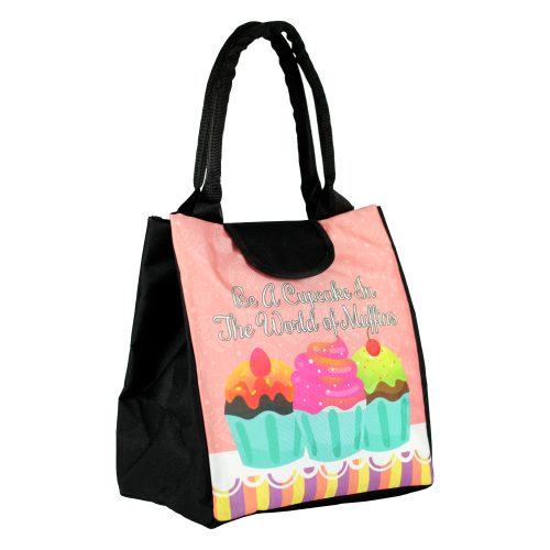 Lunch Bag with Inside Pocket – Waterproof Tiffin Bag for Kids - Cupcake Design