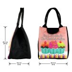 Lunch Bag with Inside Pocket – Waterproof Tiffin Bag for Kids - Cupcake Design