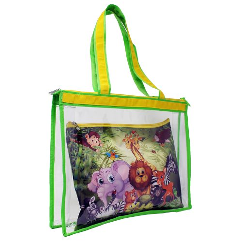 Waterproof PVC Tote Bag Set with Colorful Animals Pouch for Boys and Girls