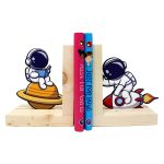 Wooden Bookend – Adjustable Book Stopper for Kids and Adults – Decorative and Functional Book Holder - Space Design