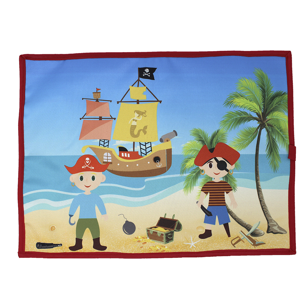 Roll-up Table Mat Placement Mat Blackboard for Kids Children - Pirates Design