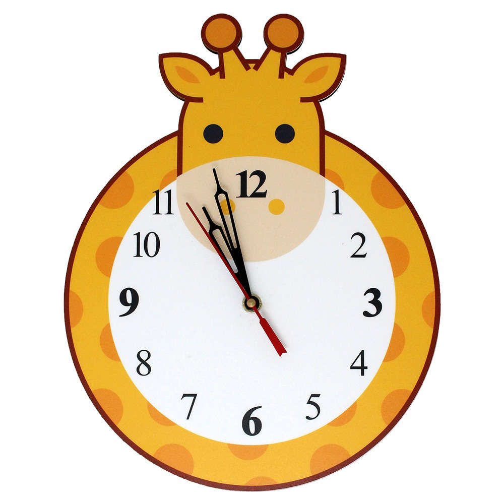 Shaped Wall Clock for Kids – Non-Ticking, Quiet Decorative Clock for Children's Room - Animal Giraffe Design