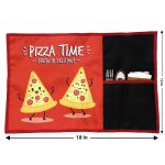 Roll-Up Table Mat Placemat for Kids Children with spoon fork and napkin - Pizza Design