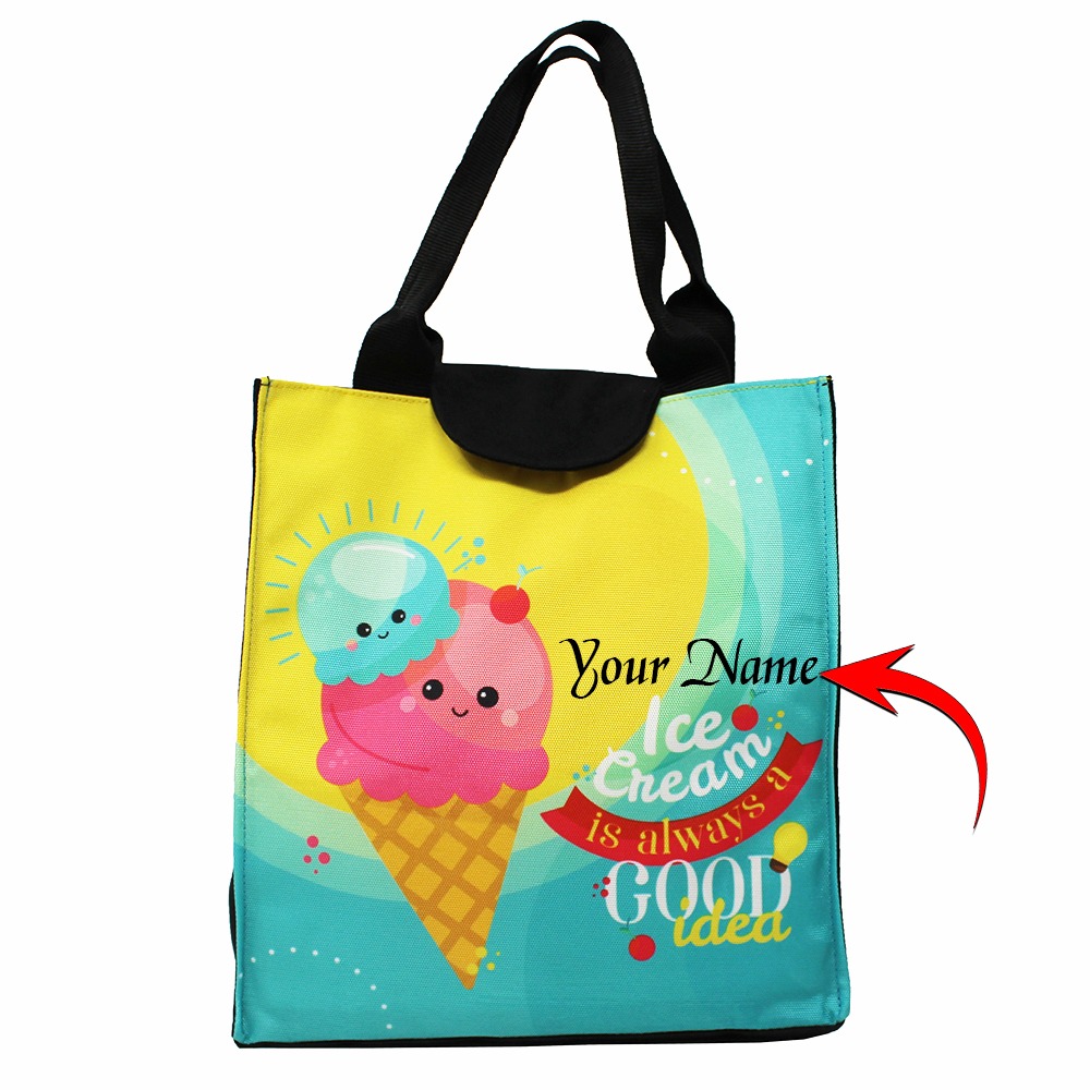 Lunch Bag with Inside Pocket – Waterproof Tiffin Bag for Kids - Icecream Design