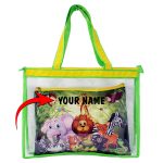 Waterproof PVC Tote Bag Set with Colorful Animals Pouch for Boys and Girls