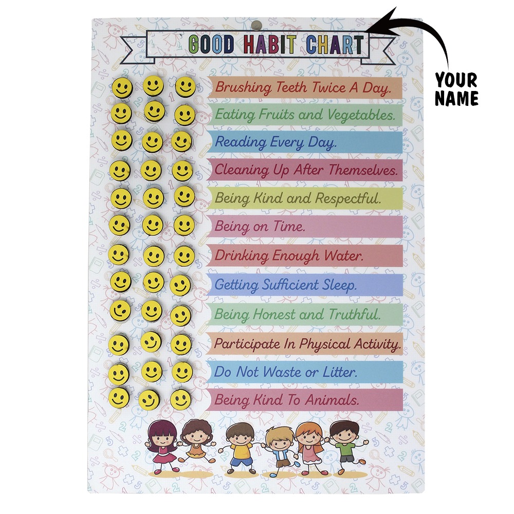 Good Habit Chart for Kids & Teens - Reusable Behavior Tracker with Smilies, Fun & Interactive Chart for Building Positive Habits