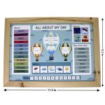 Educational Wooden Magnetic Daily Activity Board – Interactive Calendar with Month Date Day Weather and Season Indicators for Kids - Hot Air Balloons Design