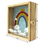 Square Wooden Transparent Piggy Bank for Kids – Children's Savings Bank - Rainbow Design
