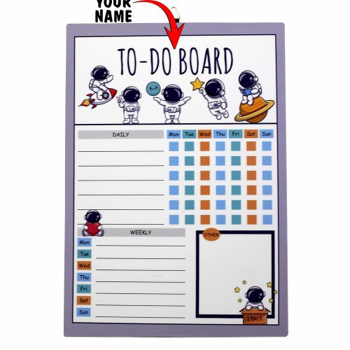 Magnetic To-Do Board for Kids – Dry Erase Chore Chart and Activity Planner - Space Design