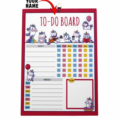 Magnetic To-Do Board for Kids – Dry Erase Chore Chart and Activity Planner - Unicorn Design