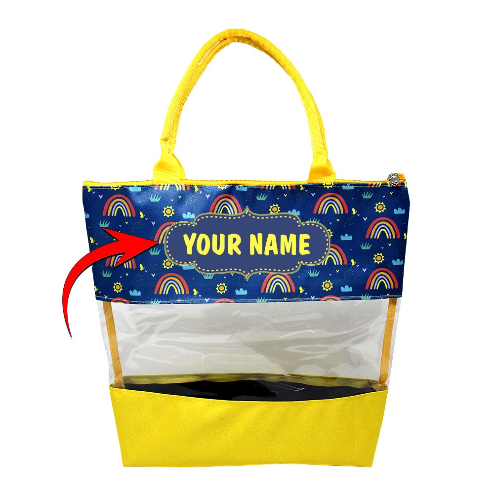 Transparent Tote Bag – Waterproof Rainbow Carry Bag for Kids and Adults – Durable, Stylish, and Versatile