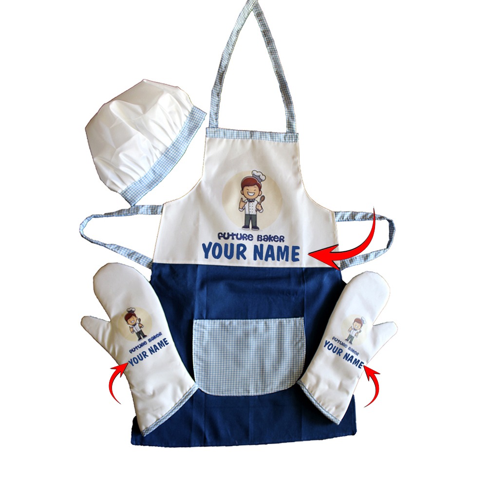 Kids Chef Apron Set – Adjustable Children's Cooking Apron with Hat and Gloves For Boys