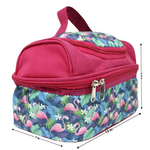 Kids Compact Lunch Bag – Insulated Flamingo Tiffin Bag with Handle for School and Travel