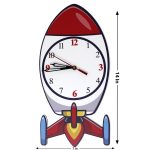Shaped Wall Clock for Kids – Non-Ticking, Quiet Decorative Clock for Children's Room - Space Rocket Design