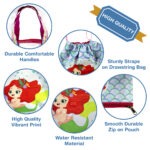 Swim Bag Set – Waterproof PVC Drawstring Bag with Wet & Dry Compartments and Pouch - Mermaid Design