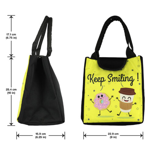 Lunch Bag with Inside Pocket – Waterproof Tiffin Bag for Kids - Donut Design
