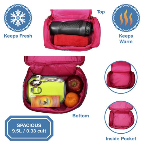 Kids Compact Lunch Bag – Insulated Flamingo Tiffin Bag with Handle for School and Travel