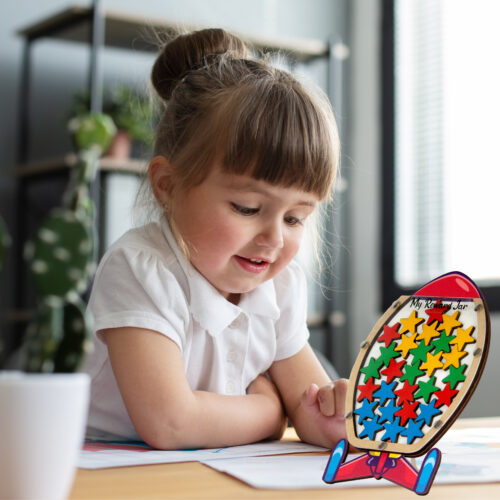 Reward Jar for Kids | Star & Smiley Token System | Reward for Kids Behaviour | Reward Stars for Kids | Daily Chores Tracker | Positive Reinforcement Tool | Rocket Design