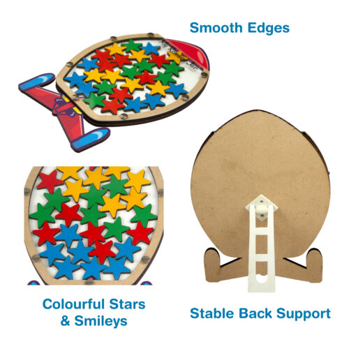 Reward Jar for Kids | Star & Smiley Token System | Reward for Kids Behaviour | Reward Stars for Kids | Daily Chores Tracker | Positive Reinforcement Tool | Rocket Design