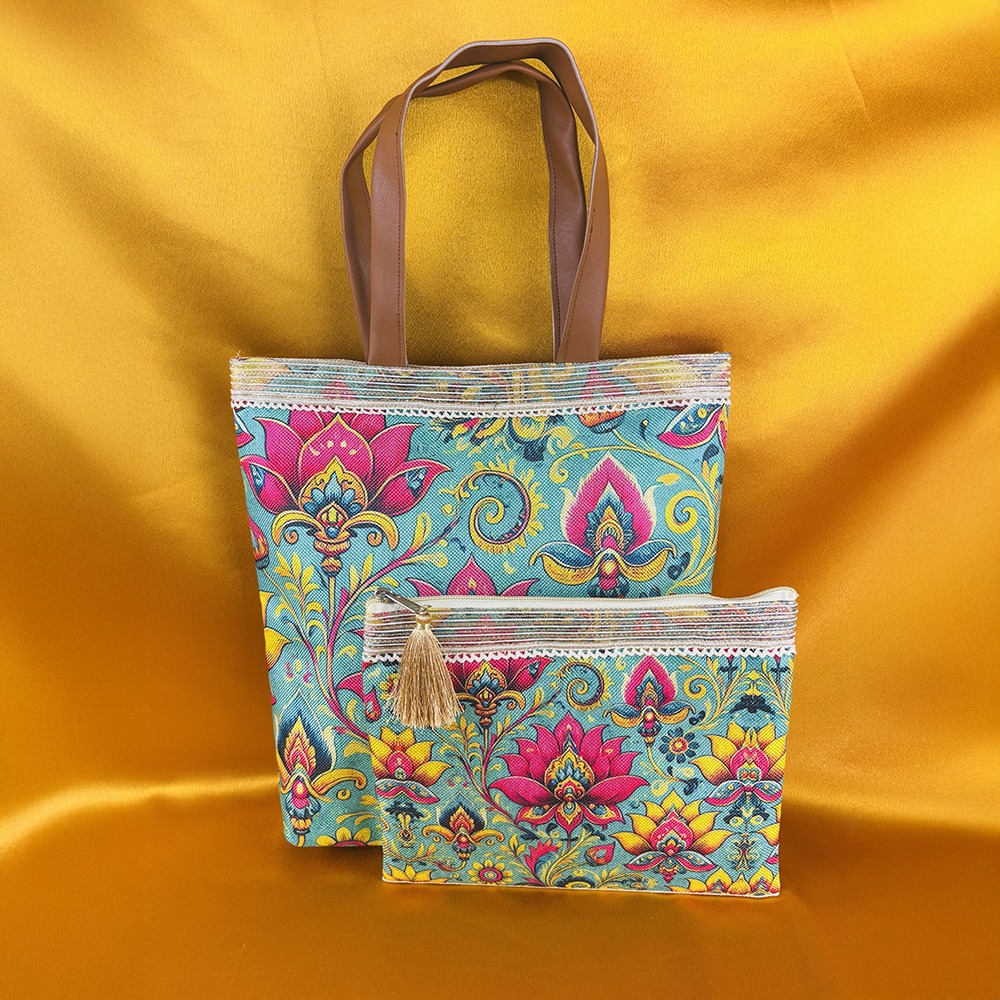Festive Customised Jute Bag & Pouch Set